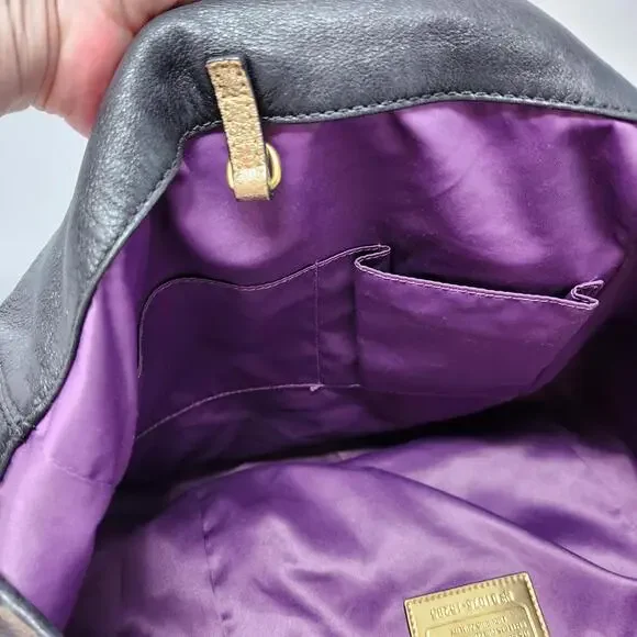 Coach Poppy Vintage Leather Bag Shoulder Bag Purse Handbag Purple Lining
